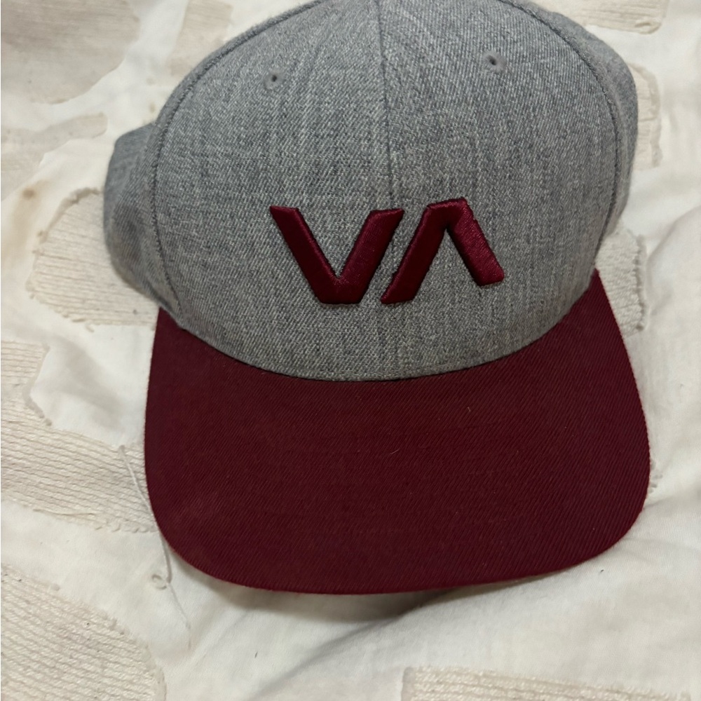 RVCA Gray and Burgundy Men's Hat